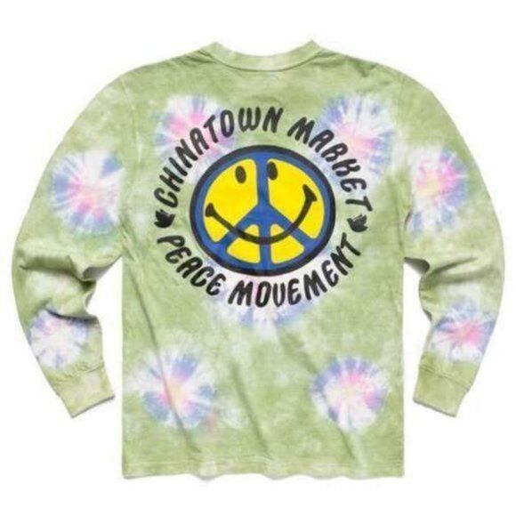 chinatown market Tops - Chinatown Market Tee Smiley Tie Dye Peace Movement Long Sleeve Size Medium